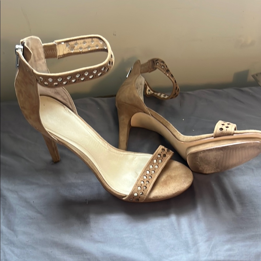 Calvin Klein Tan Heels with Detailed Ankle Strap